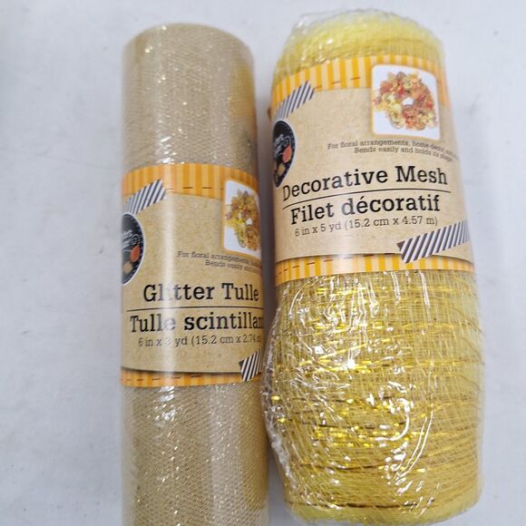 Fall Mesh Decorative Ribbon Bundle Of 9 Crafts Multicolor Glitter Halloween - Picture 8 of 9